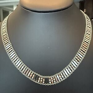 VINTAGE P.R.EX -ITALY-925 STERLING SILVER FANCY CHAIN LINK 18” NECKLACE